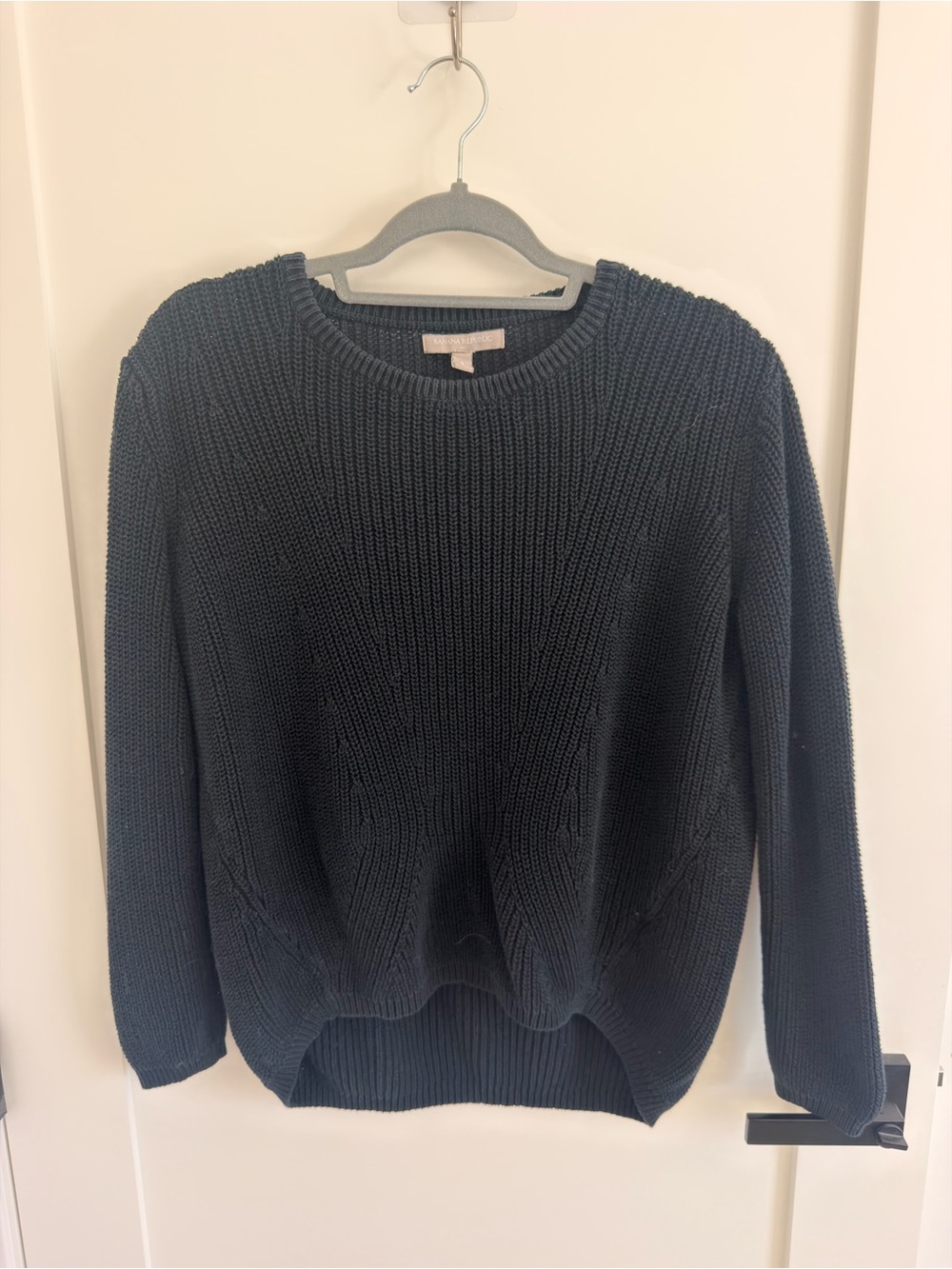 Banana Republic Black Ribbed Crewneck Sweater